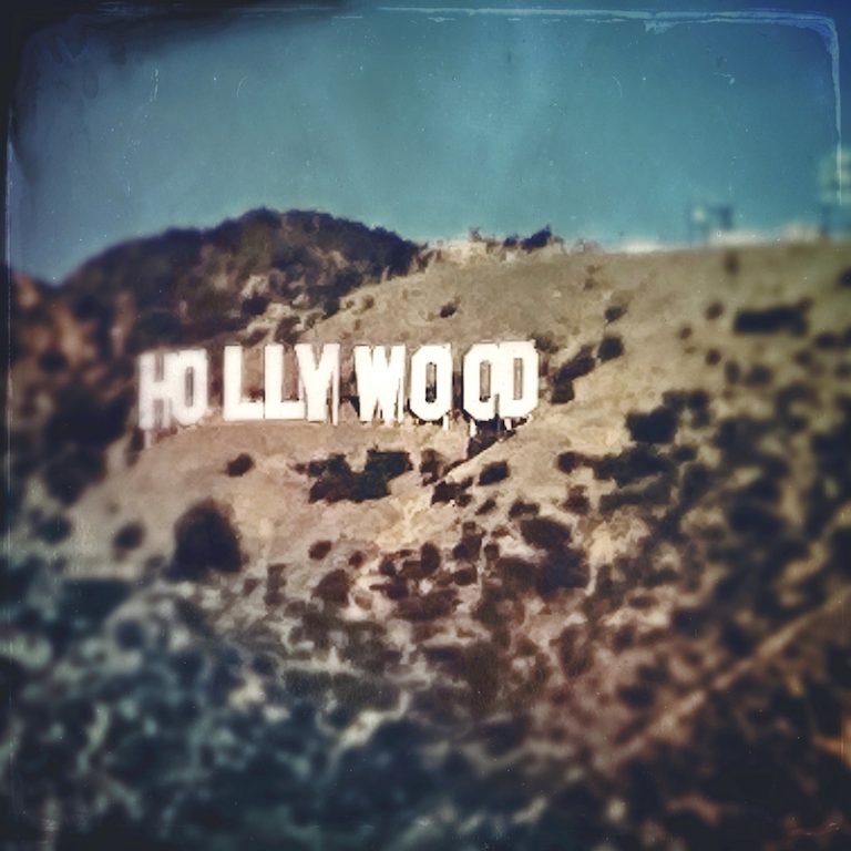 Hollywood Sign in old tintype style, colorized